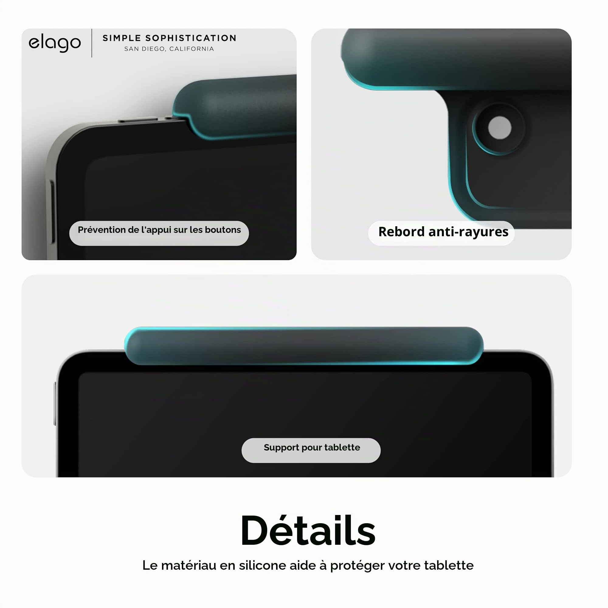 elago Support de Tablette Home Hub [Silicone Non-Toxique] [Gestion de Câble Incluse] [Installation Facile] Compatible avec iPad Air et iPad Pro - Noir