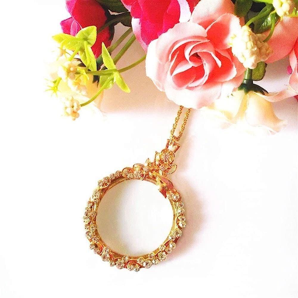 Lente d'Ingrandimento, Lente d'Ingrandimento retrò 10X, Amplificatore di Lettura per Collana, Lente d'Ingrandimento ad Alta chiarezza, Lente d'Ingrandimento Luminosa/Oro