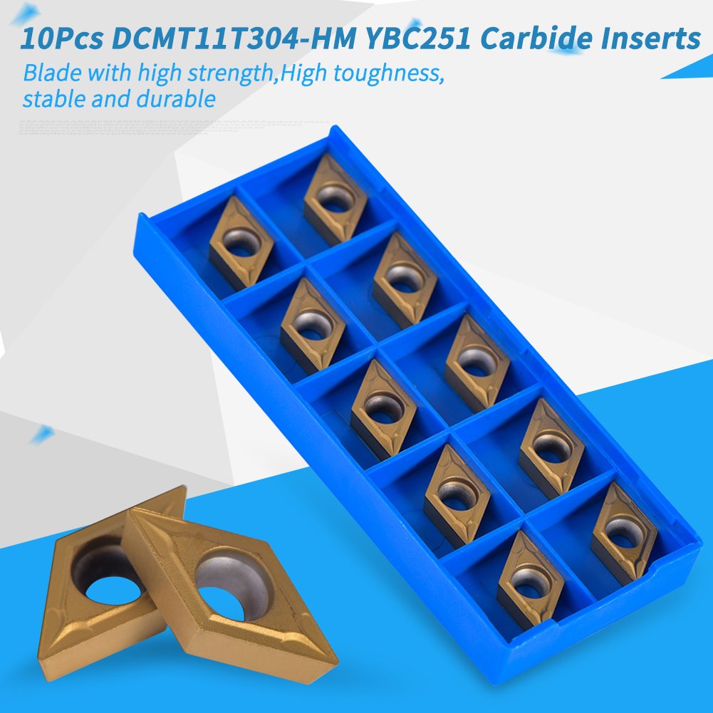 Inserti per Tornio in Metallo Duro CNC 10 Pezzi DCMT Inserti per Tornitura Utensili per Tornitura con Scatola