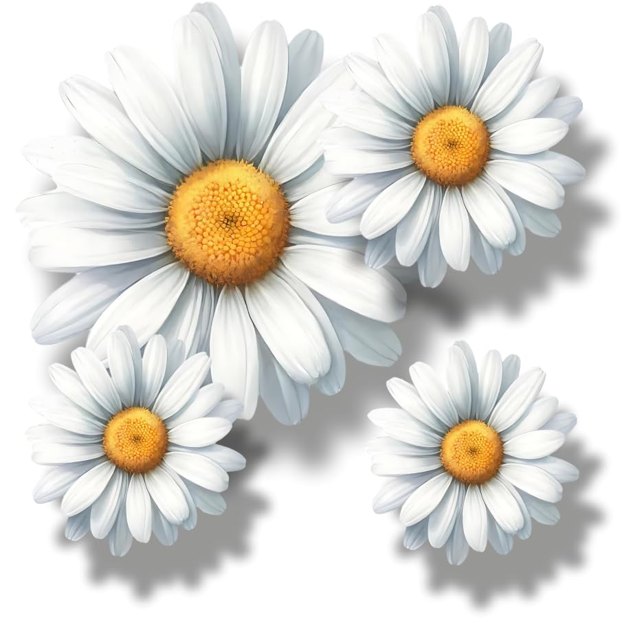 x9 Calcomanía de vinilo de flor margarita, cubierta de calcomanía floral para cubrir marcas, multiusos ideal para contenedor, coche, portátil, bicicleta, pared, cubo de basura. Autocaravana, moto y