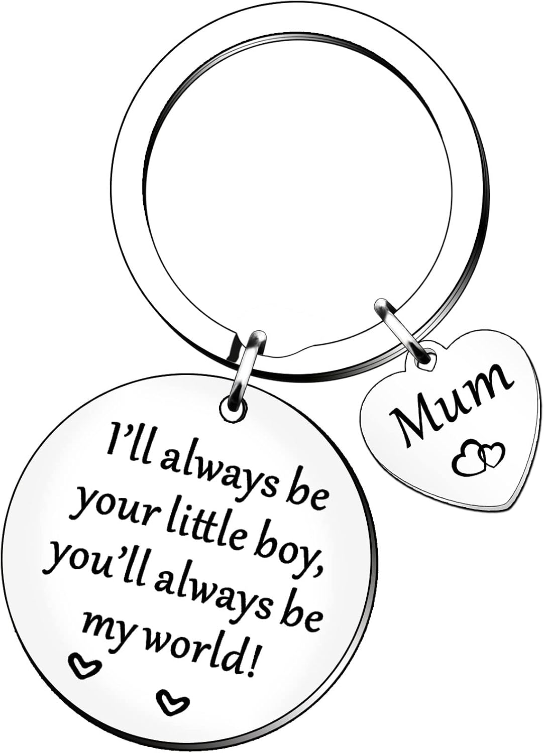 HULALA Mum Gifts Mum Keyring From Son Mother Mummy Mom Gifts Christmas Birthday Mothers Day I'll Always Be Your Little Boy You'll Always Be My World Keychain