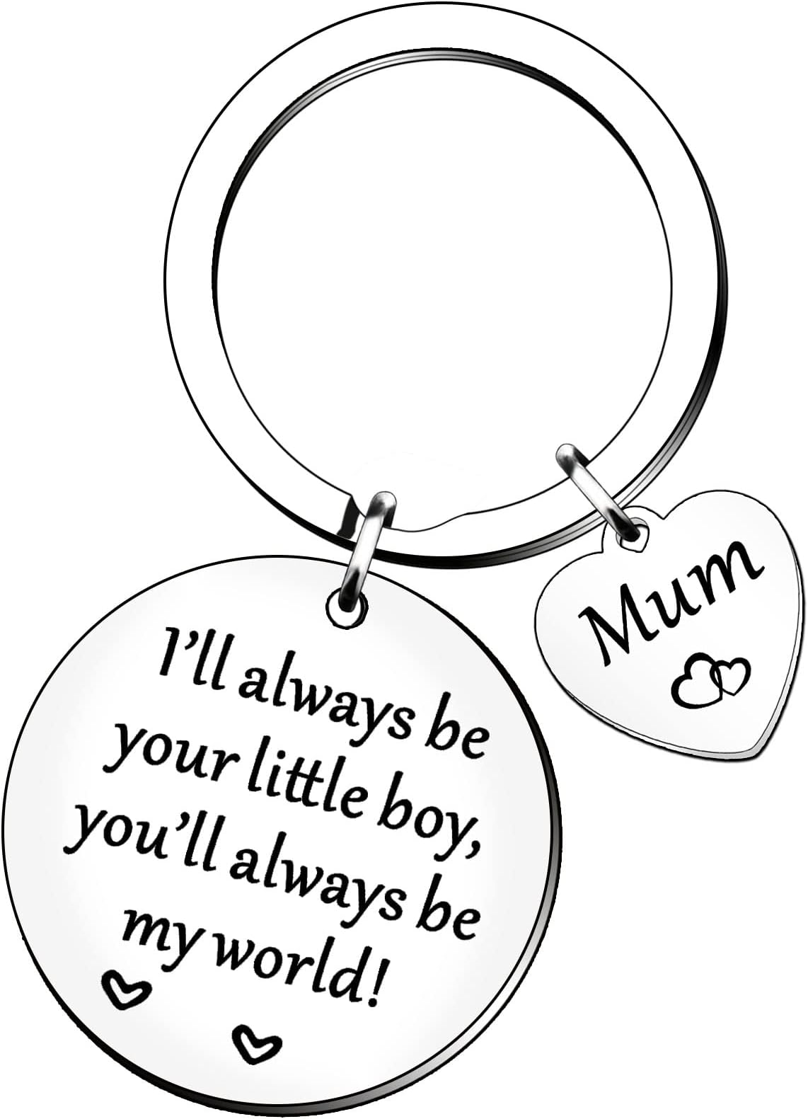 HULALA Mum Gifts Mum Keyring From Son Mother Mummy Mom Gifts Christmas Birthday Mothers Day I'll Always Be Your Little Boy You'll Always Be My World Keychain