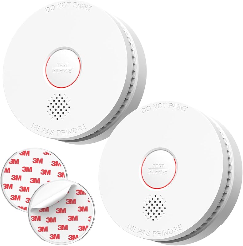 SITERLINK Smoke Detectors,Smoke Alarms with Replaceable Battery,Photoelectric Sensor Smoke Detector with Test-Silence Button,Fire Detectors for Home,House,GS509A 2-Pack