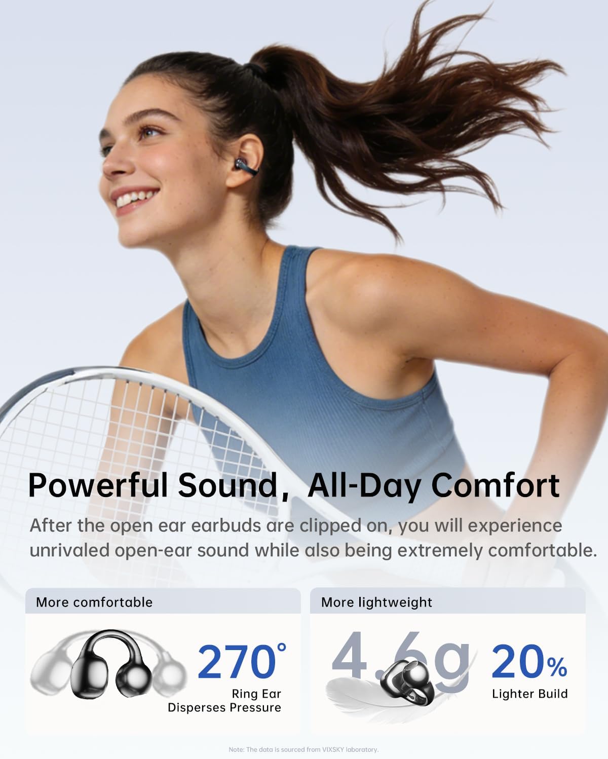 Open Ear Wireless Headphones, Clip-On Earbuds with Ultra Lightweight Comfort for All-Day Wear, Immersive Cinematic Sound, Built-in Mic, Bluetooth 6.0 Secure Fit for Sports Running Gym - Black