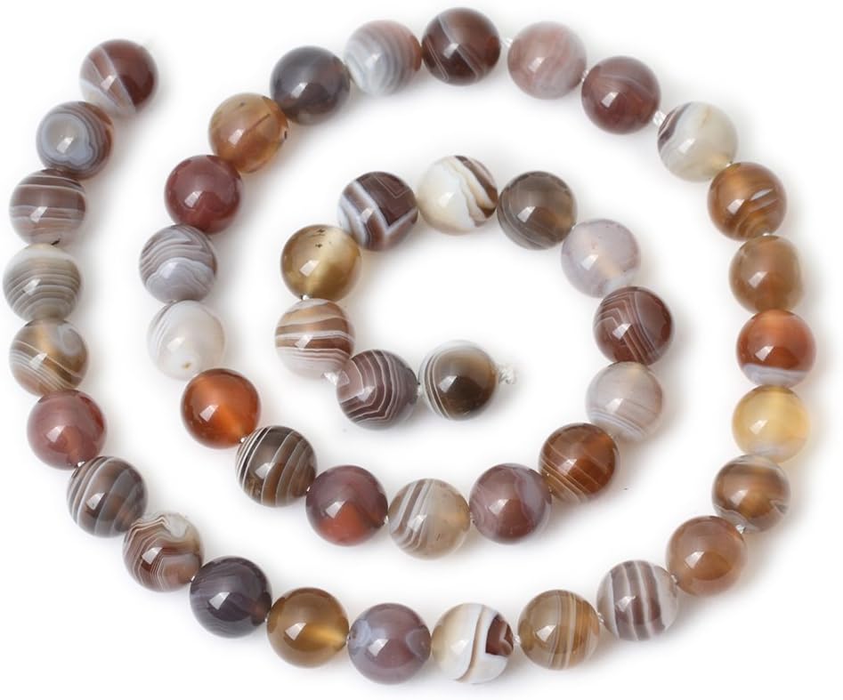 45PCS 8mm Natural Botswana Sardonyx Agate Gemstone Round Loose Beads for DIY Jewelry Making 1 Strand 15" - Image 2