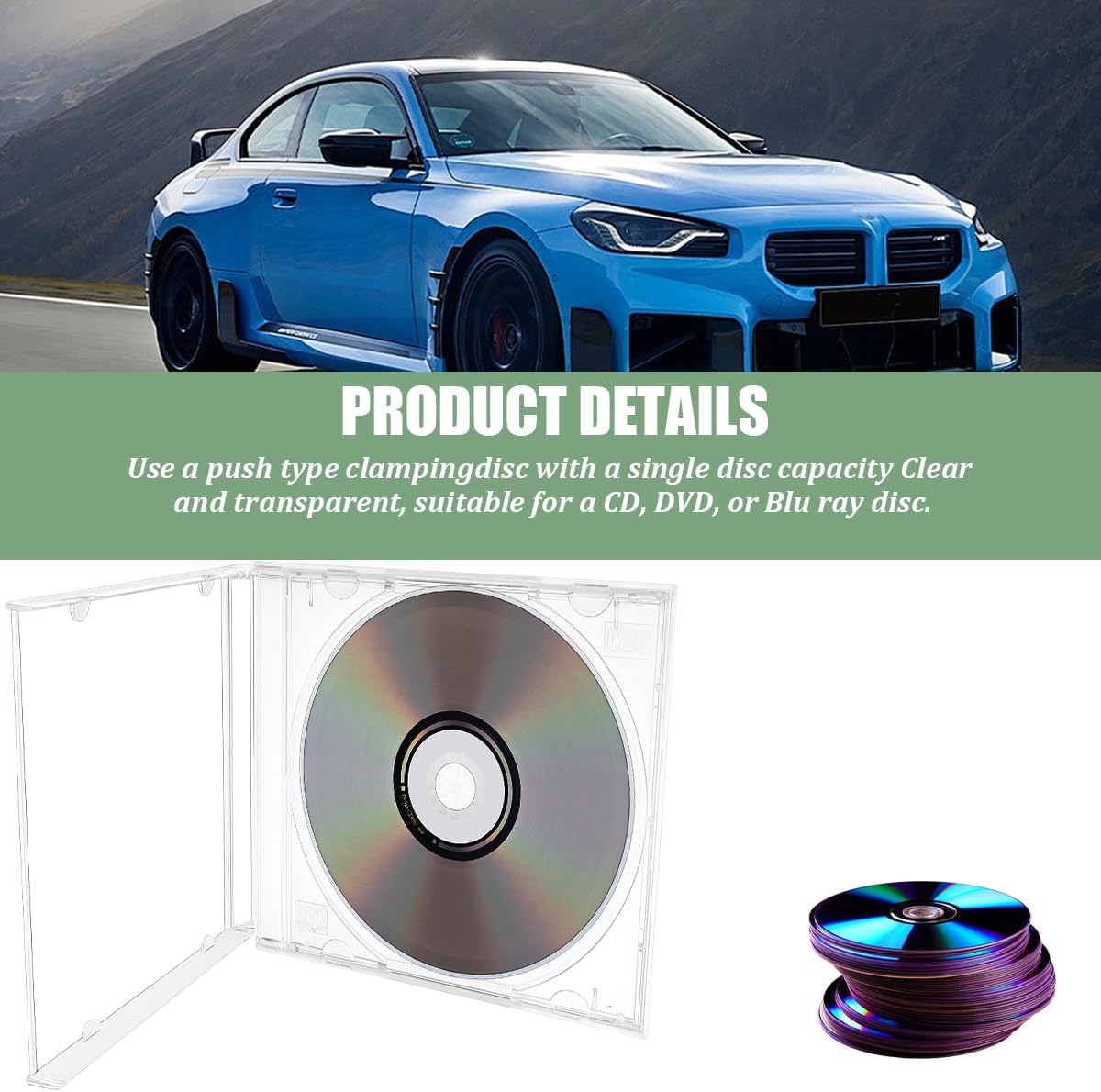 6PCS Car Standard Single Clear CD Jewel Case, Plastic Discs Storage Jewel Case for Protection Replacement, CD DVD Cover Holder with Assembled Tray, Universal for Vehicles (Transparent)