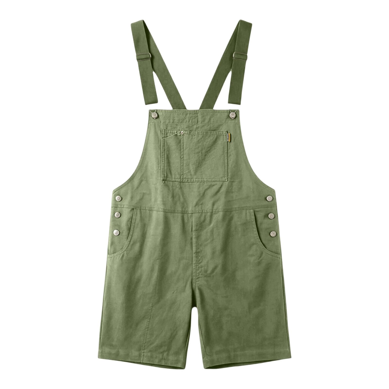Peto corto para hombre de trabajo, mono de denim resistente, holgado, corte grande, con muchos bolsillos cargo, tirantes ajustables, aspecto retro para verano, taller, tiempo libre