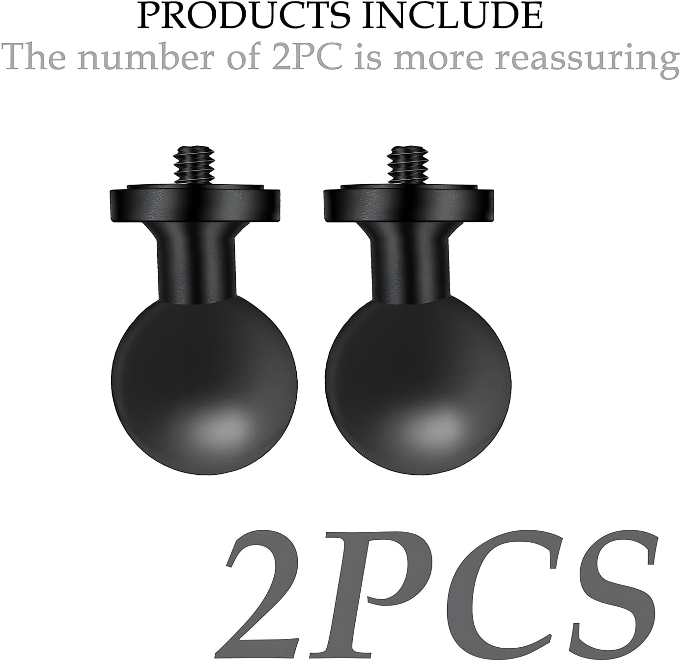 2PC 1" Ball Mount Adapter 1/4"-20 Threaded Stud for Insta360 OneX5,X4,X3,X2,R,RS,GO 2, GoPro Hero,with 2 B Size Double Socket Arm (Long 3.75"- 2.4"),RAM Mounts RAP-B-201U Composite Double Socket Arm