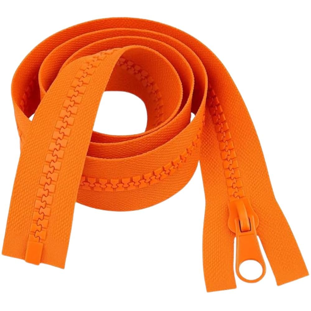 Open-Ended Chunky Zip Orange 38" (96.5cm) - Heavy-Duty #5 Plastic Teeth Separating Zipper for Sewing & Repairs: Coats, Jackets, Sleeping Bags, Tents & Heavy Outerwear by Giddy Square — image 1