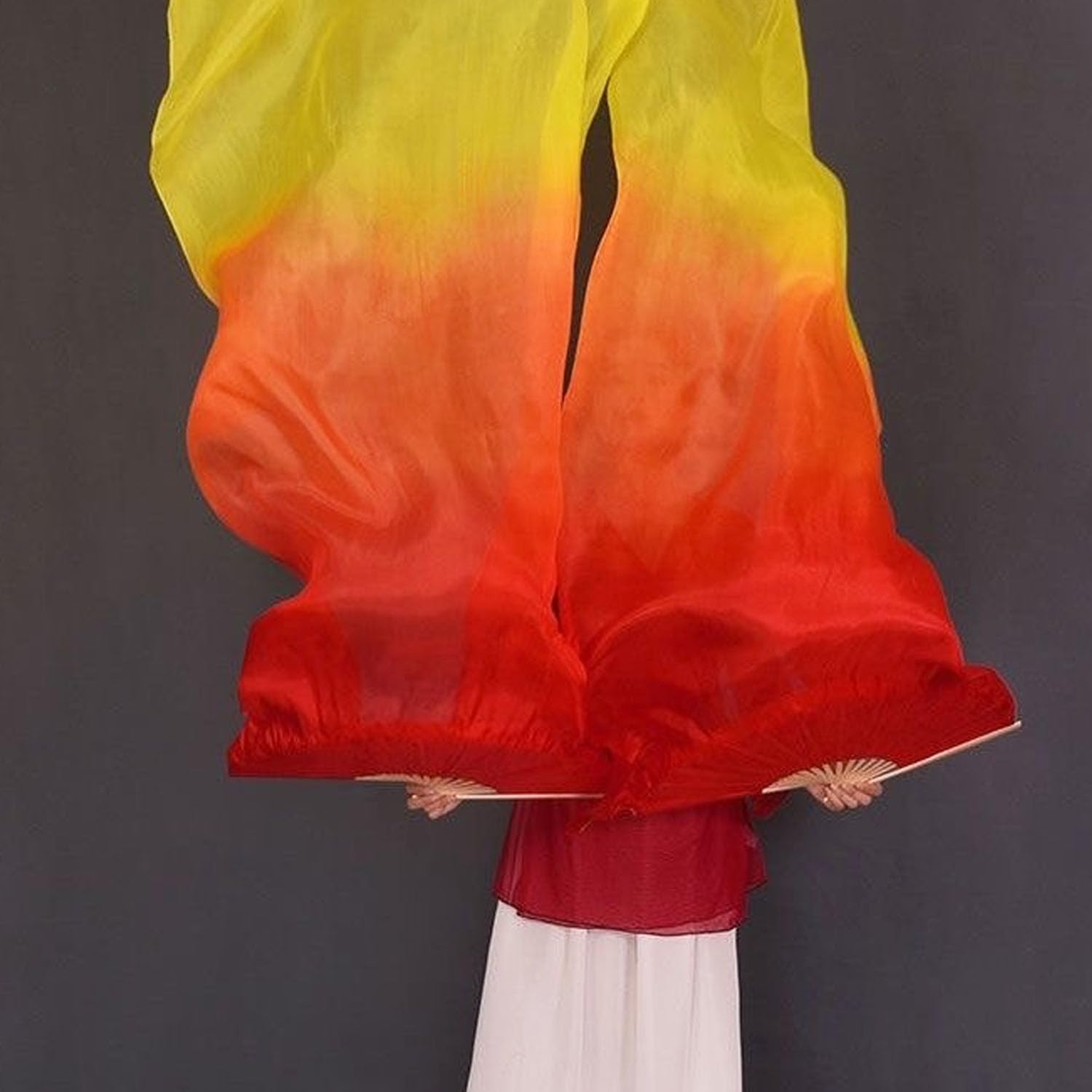 Professional Chinese Dance Fans - Handmade Faux Silk & Bamboo Foldable Fans | Belly Dancing Performance Set with Multiple Colors | Traditional Silk Fan Pair - Image 2