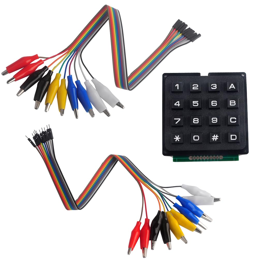 NEXTION DIYmalls 4x4 Keypad Board + 1 Set Alligator Clip Wire