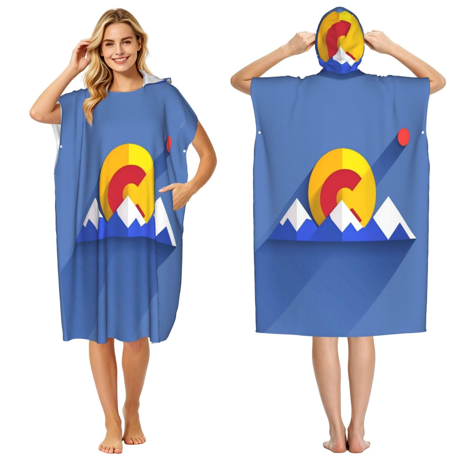 DTHKJNLSF Colorado State Flag Adult Hooded Beach Poncho Towel