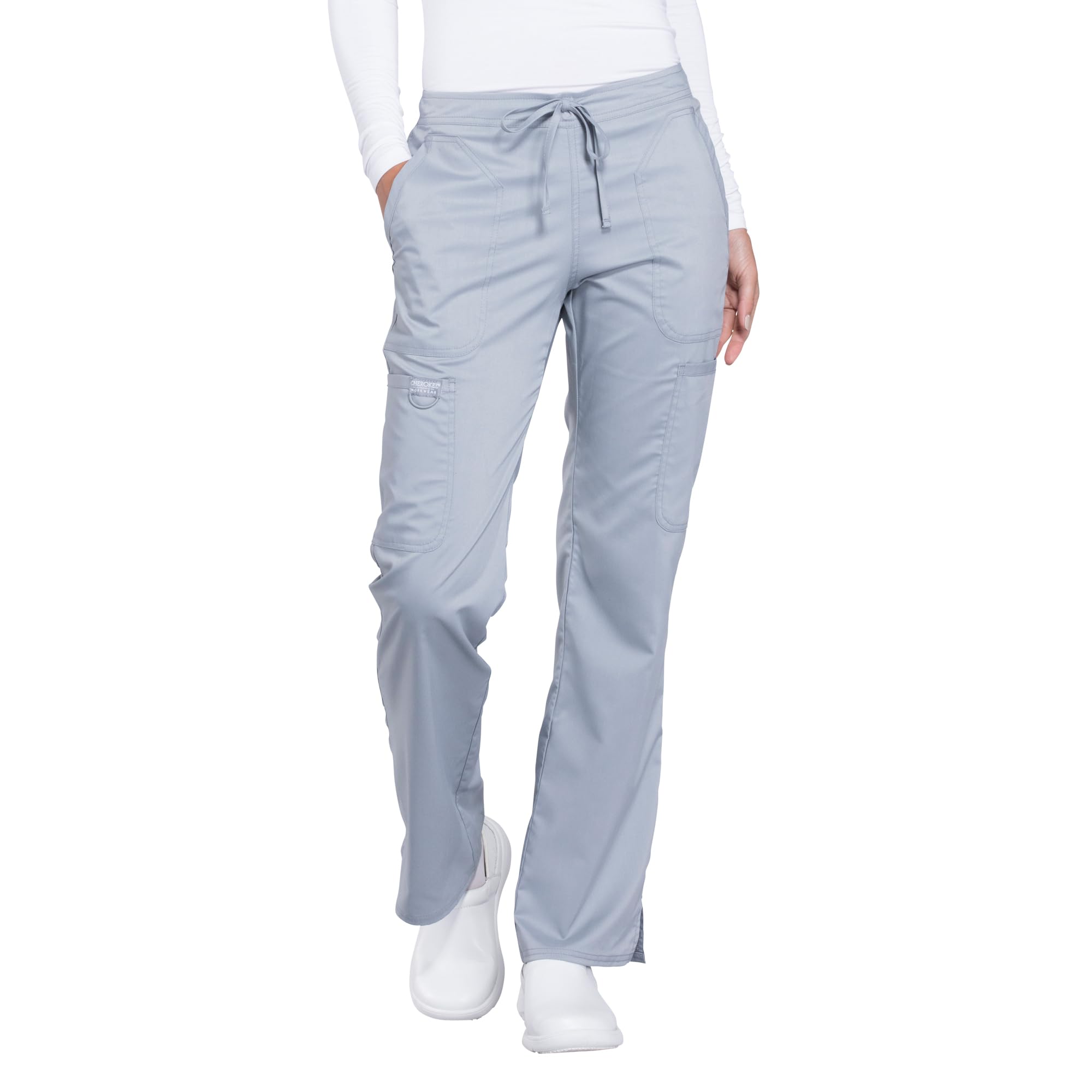 Cherokee Women Scrubs Pant Workwear Revolution Mid Rise Moderate Flare Drawstring WW120