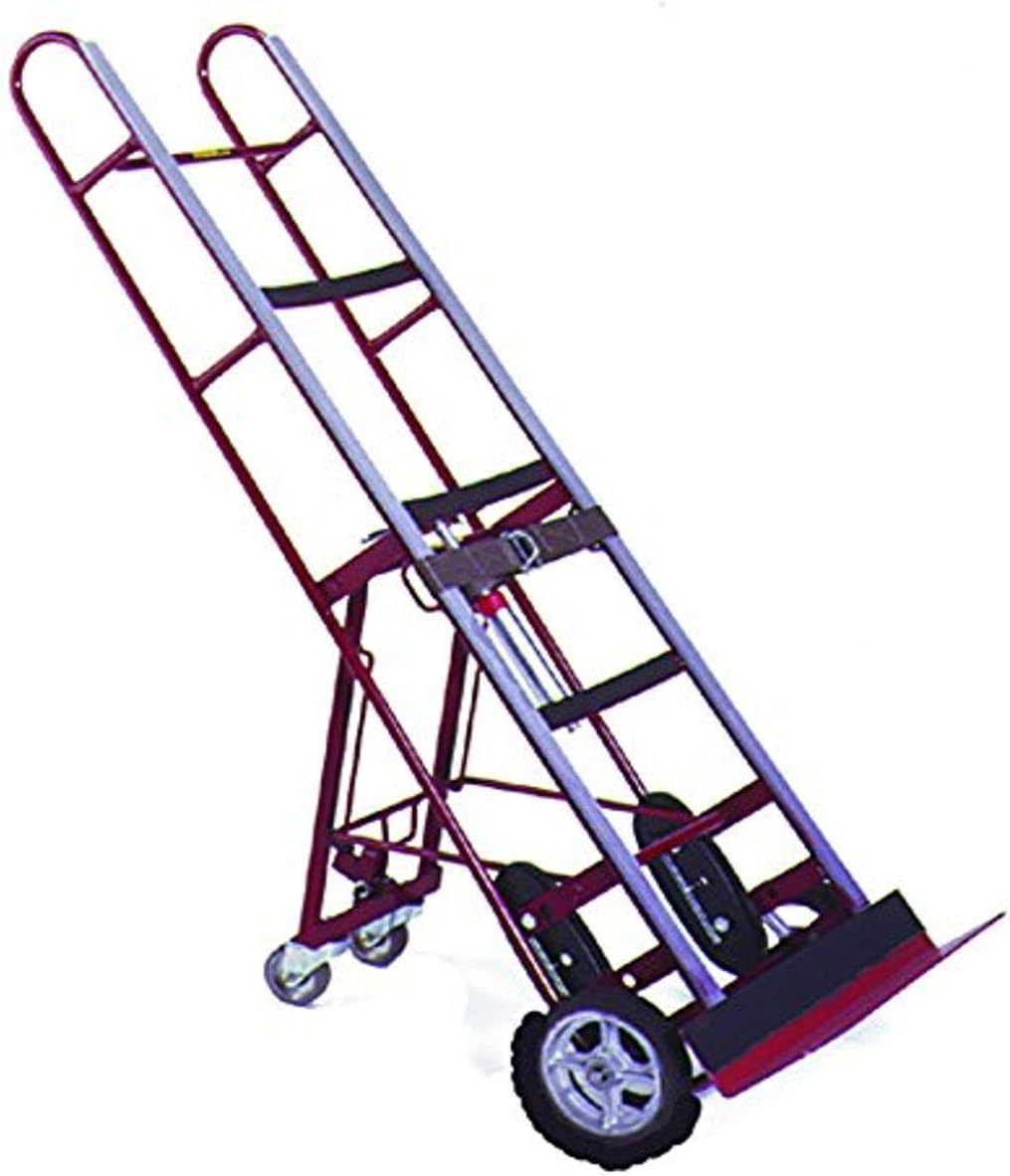 Wesco 230035 Steel Heavy Duty Vending Machine Truck with Manual Ratchet, 8" Cast Iron Wheel, 1200-lb. Capacity, 24" Width x 60" Height x 14-1/2" Depth