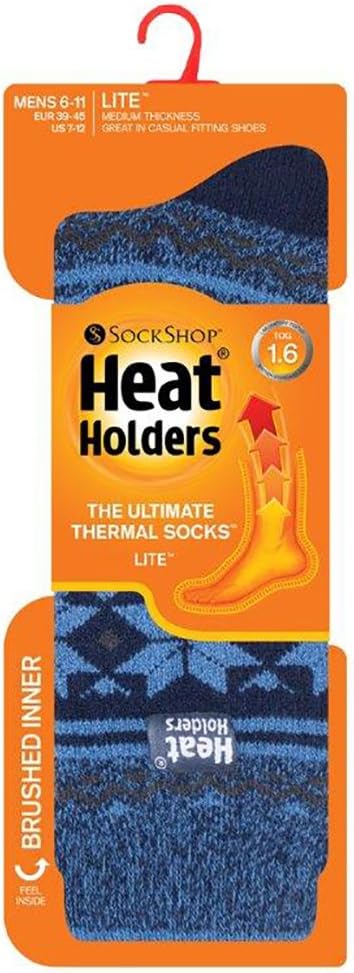 HEAT HOLDERS Lite - Mens Winter Warm 1.6 TOG Thin Casual Thermal Crew Socks (Halkyn)
