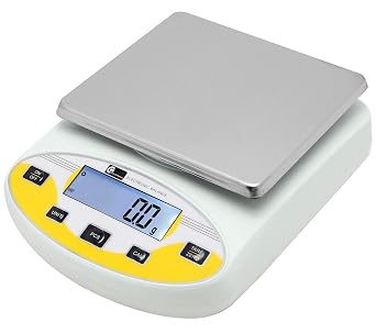 CGOLDENWALL Large Range Lab Digital Analytical Balance Lab Precision Scale Jewelry Kitchen Scales Electronic Balance Weighing and Counting Scale 0.1g Calibrated Pan Size 180140mm Yellow 5kg, 0.1g