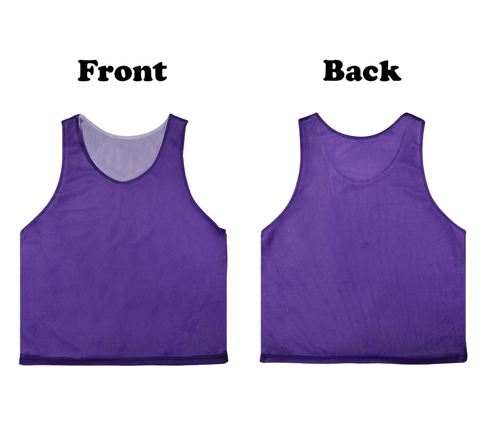RE-HUO 6 Stück wendbare Pinnies Basketball Fußball Trainingsweste doppelseitig Mesh Trikots für Erwachsene
