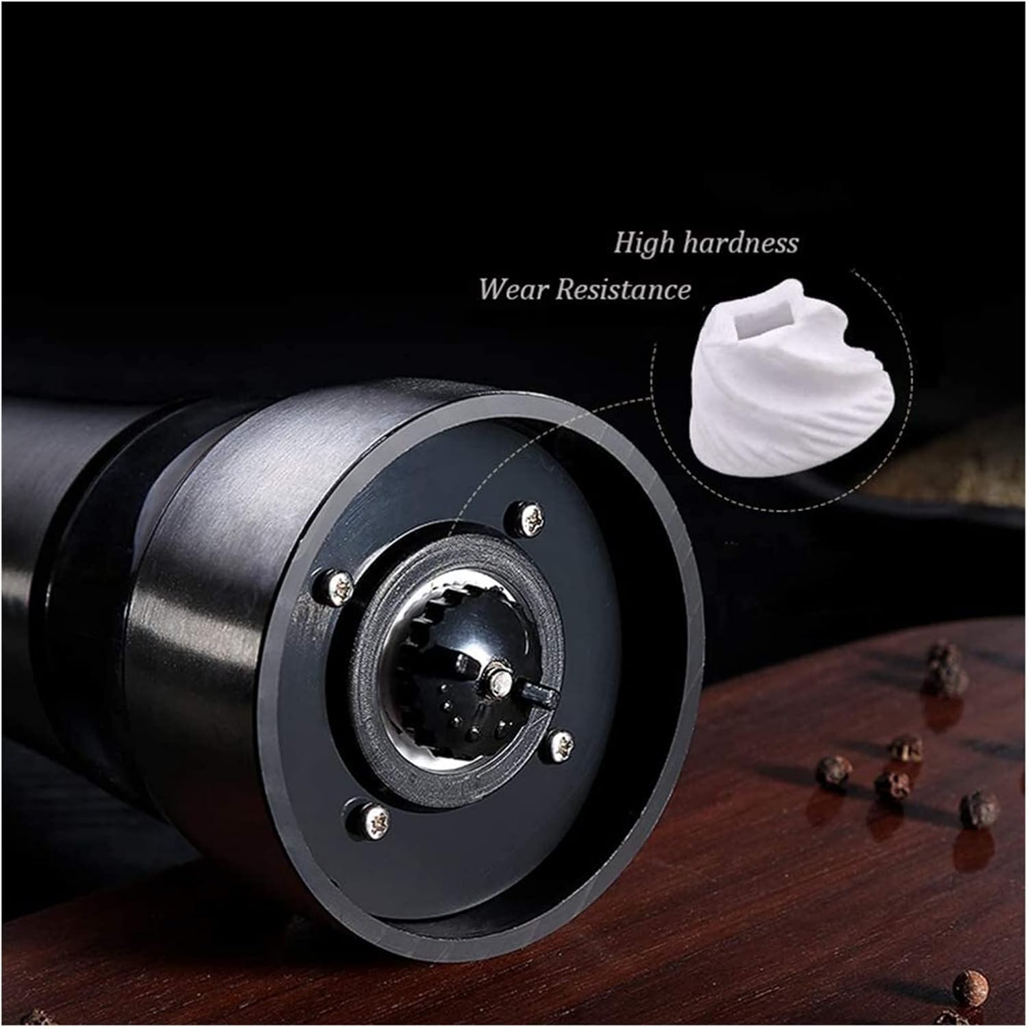 Pepper Grinder Salt and Pepper Mill Set 2 Pcs, Adjustable Grinders Salt Grinder Refillable Easy Clean Outdoor Pepper Mill (Silver 21 * 6.5cm)