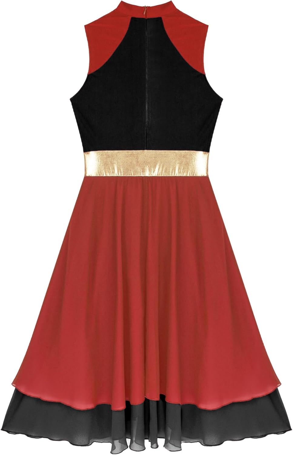 ranrann Women's Asymmetrical Praise Dance Tunic Color Block Sleeveless Liturgical Worship Lyrical Dance Overlay Costume
