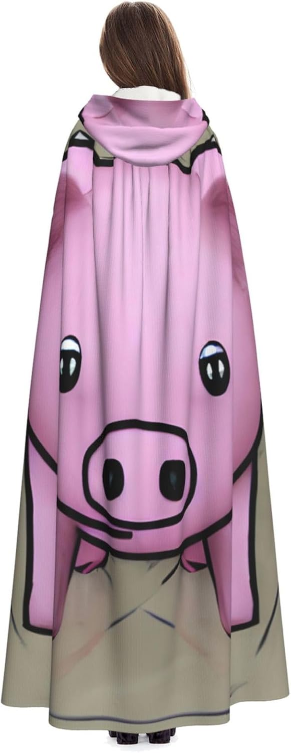 Powder pig print Halloween Hooded Robe Cloak for Adult Men Women Wizard Vampire Knight Fancy Cape Costume