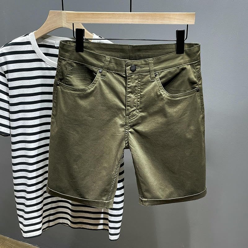 USTZFTBCL Summer Men's Casual Loose Breeches Mid-Length Thin Elastic Shorts