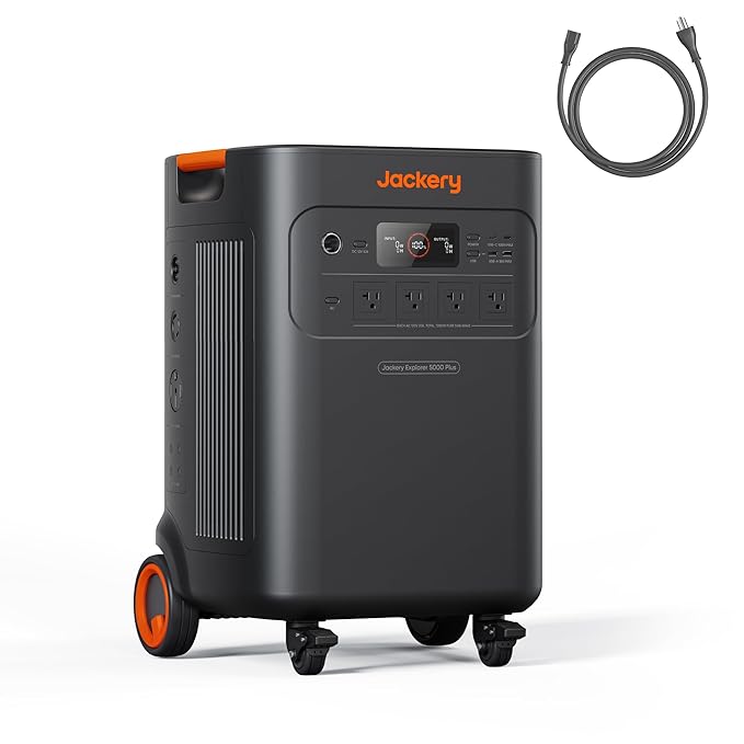 Jackery Solar Generator 5000 Plus Portable Power Station with AC Cable, 5000Wh LiFePO4, 7200W 120V/2...
