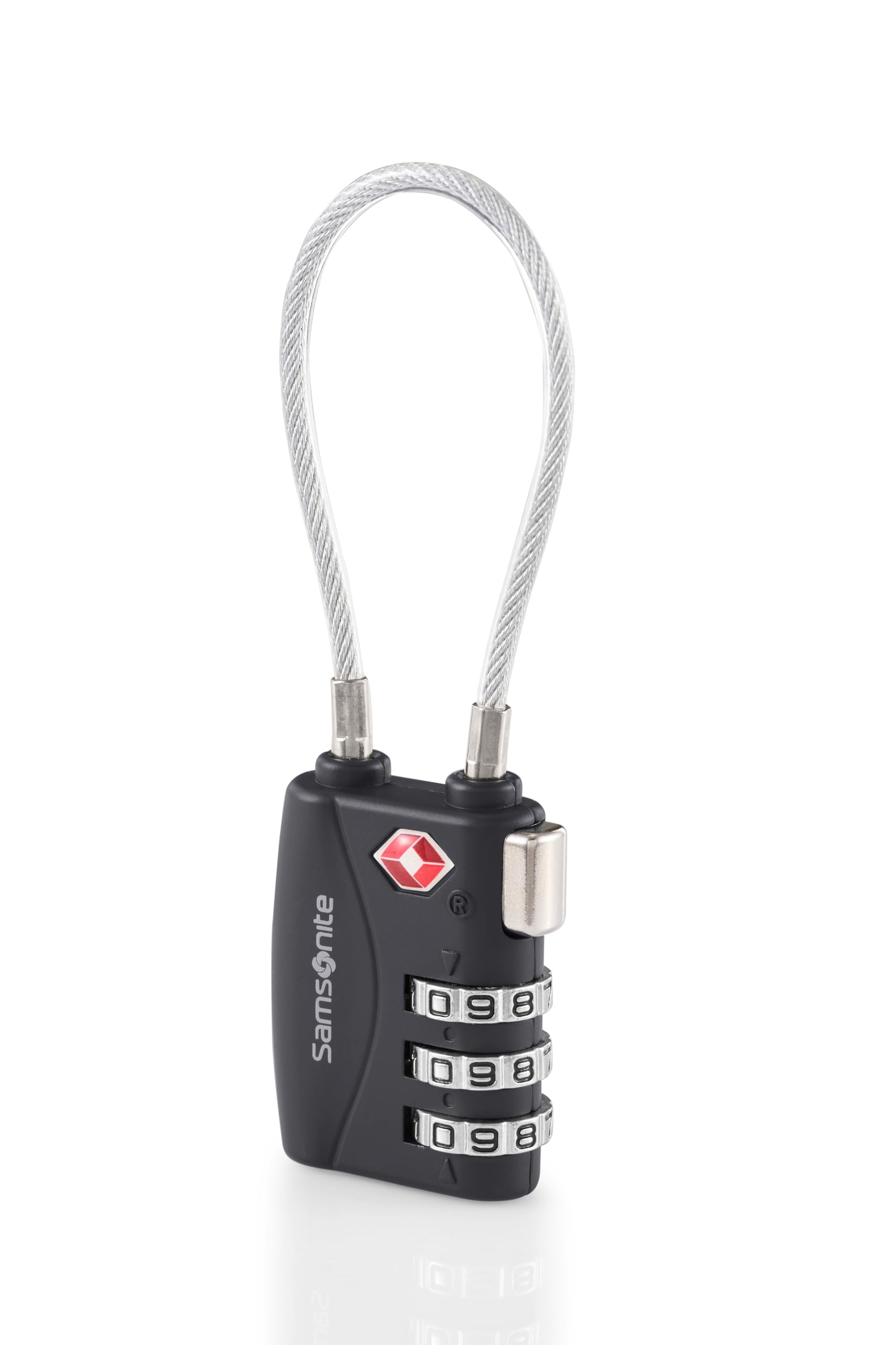 Samsonite TSA Approved 3-Dial Combination Metal Lock, Cable Lock for Luaggage/Backpack