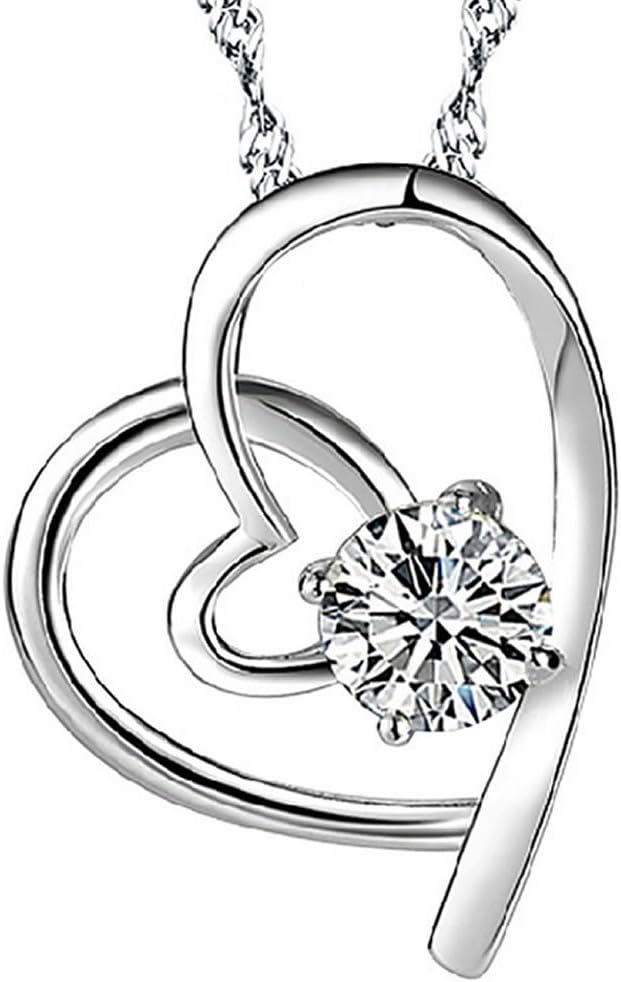 925 Sterling Silver Statement Crystal Pendant Necklace for Women Fashion Jewelry Accessories