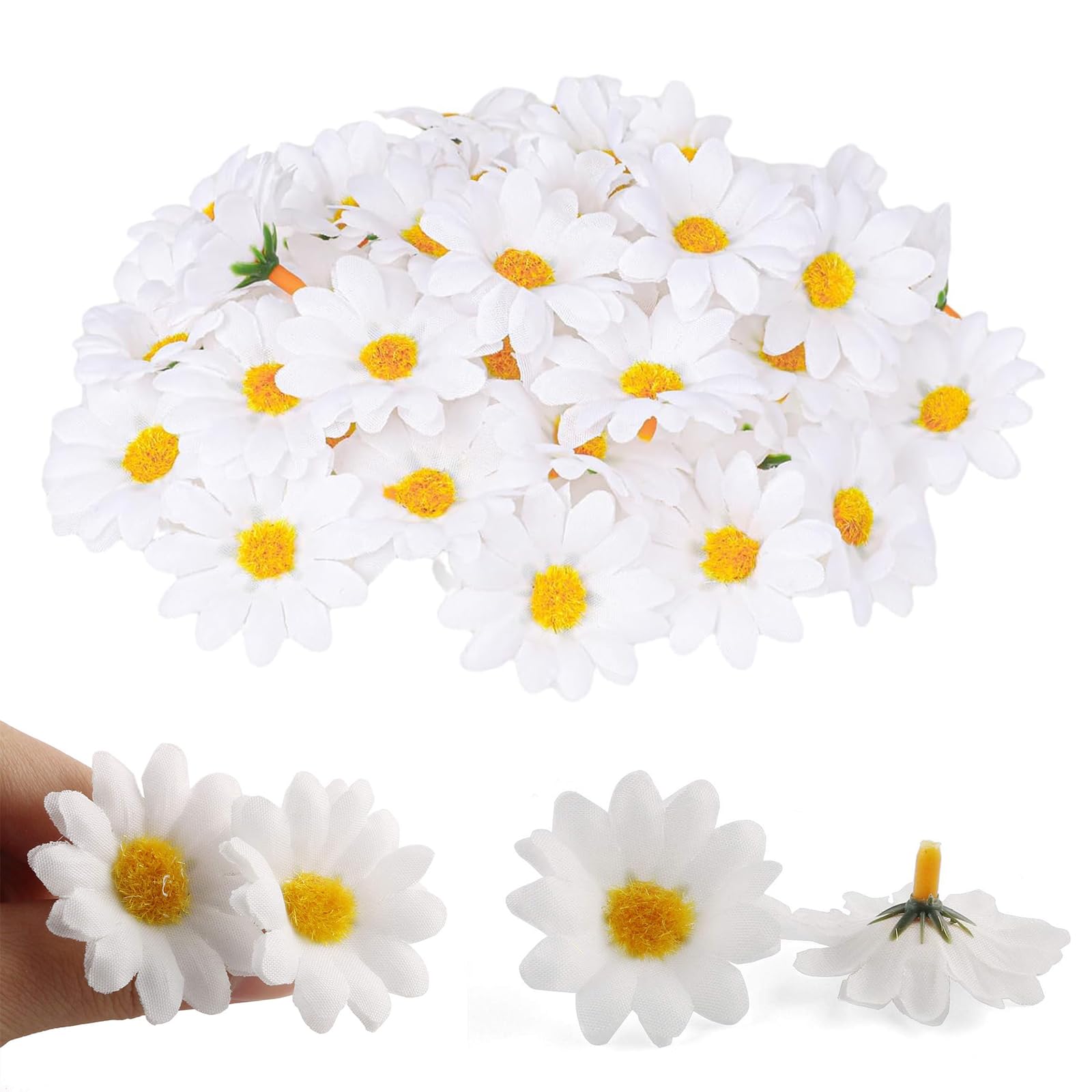 Fleurs Artificielles Marguerite - 100 Pièces - 4 Cm De Diamètre - Blanc Pur - Pour Déco, Cartes Et Créations