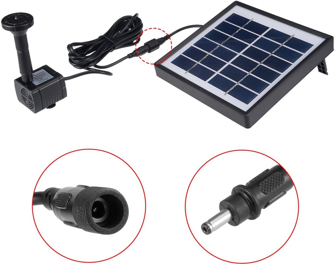 Solar Water Pump Kit 1.5W 3M/9.8ft Wire Length with 7 Sprinkler Heads,Submersible Solar Water Pump,Garden Fountain Pool Watering Pond Pump Pool Garden Patio Bird Bath with Separate Solar Pane