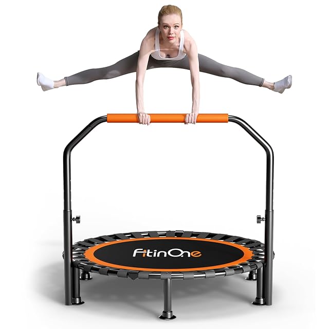 40 48 Foldable Mini Trampoline Load 330lbs Portable Exercise Rebounder with Durable Bungee Band Fitness Trampoline for Adults