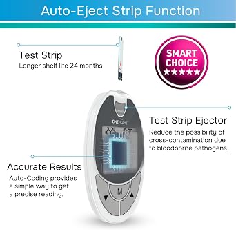 ONE-CARE PRO Glucose Monitor for Blood Sugar - Diabetes Testing, Glucometer | Complete Diabetic Self-Testing Kit with Meter, Strips, and Lancets for fingerprick and capillary blood testing
