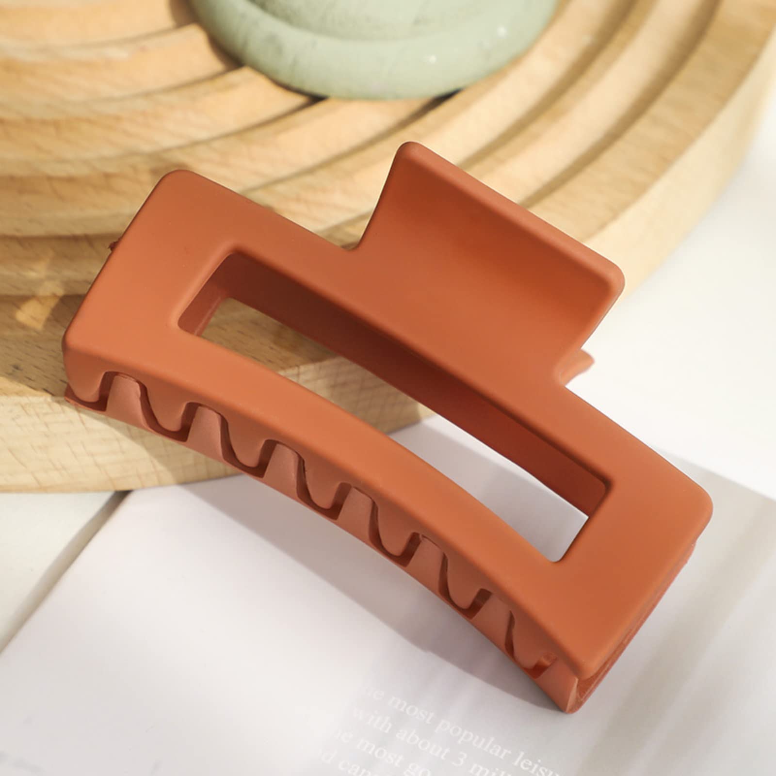 Square Frosting Claw Clips,Big Hair Clips Nonslip Matte Barrettes Thin Thick Short Hair for Women&Girls (Orange)