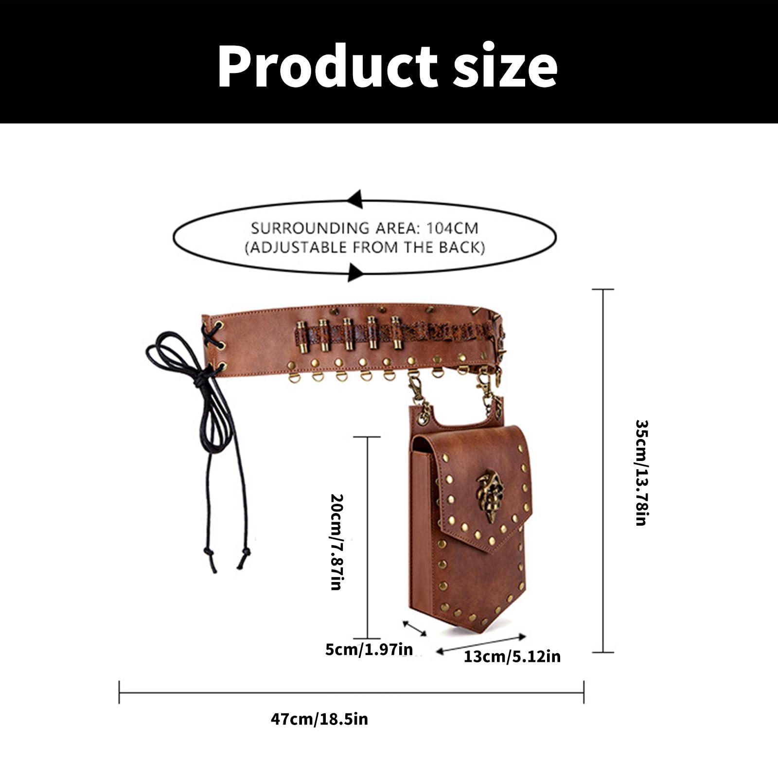 Marsupio retrò Steampunk con cinghia regolabile accessorio da viaggio marsupio per cosplay e appassionati di moda medievale festival marsupio