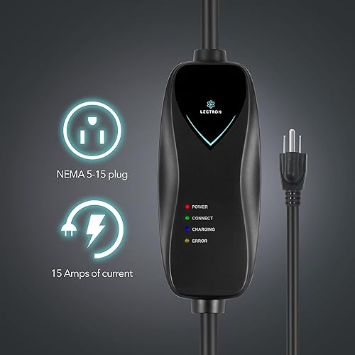 Miniatura 9 de Lectron Cargador EV de nivel 1 de 110 V y 16 amperios con cable de extensión de 21 pies J1772 y enchufe Nema 5-15