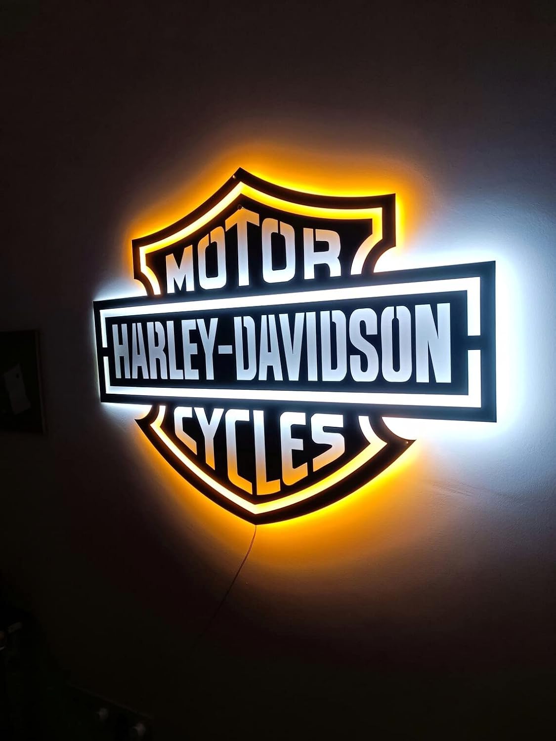 very special harley davidson led. 100% durable metal, Harley Gifts harley davidson jacket harley davidson patch (19.5 X 15", AMBER)
