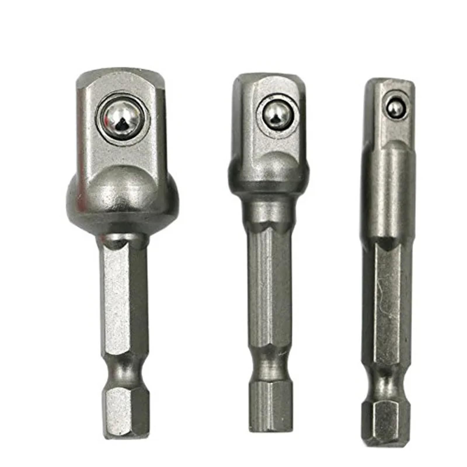 3 szt. Zestaw adapterów gniazdowych z uchwytem sześciokątnym, 1/4 "3/8" 1/2 "Napęd kwadratowy wiertarka Zestaw przedłużek