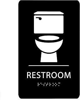 6"X9" Toilet Restroom Sign- ADA Compliant Tactile Graphics Grade 2 Braille Text Acrylic Wall Signs- Bathroom Door Placard Double Sided Tape All Unisex Neutral Gender Rest Room Sign