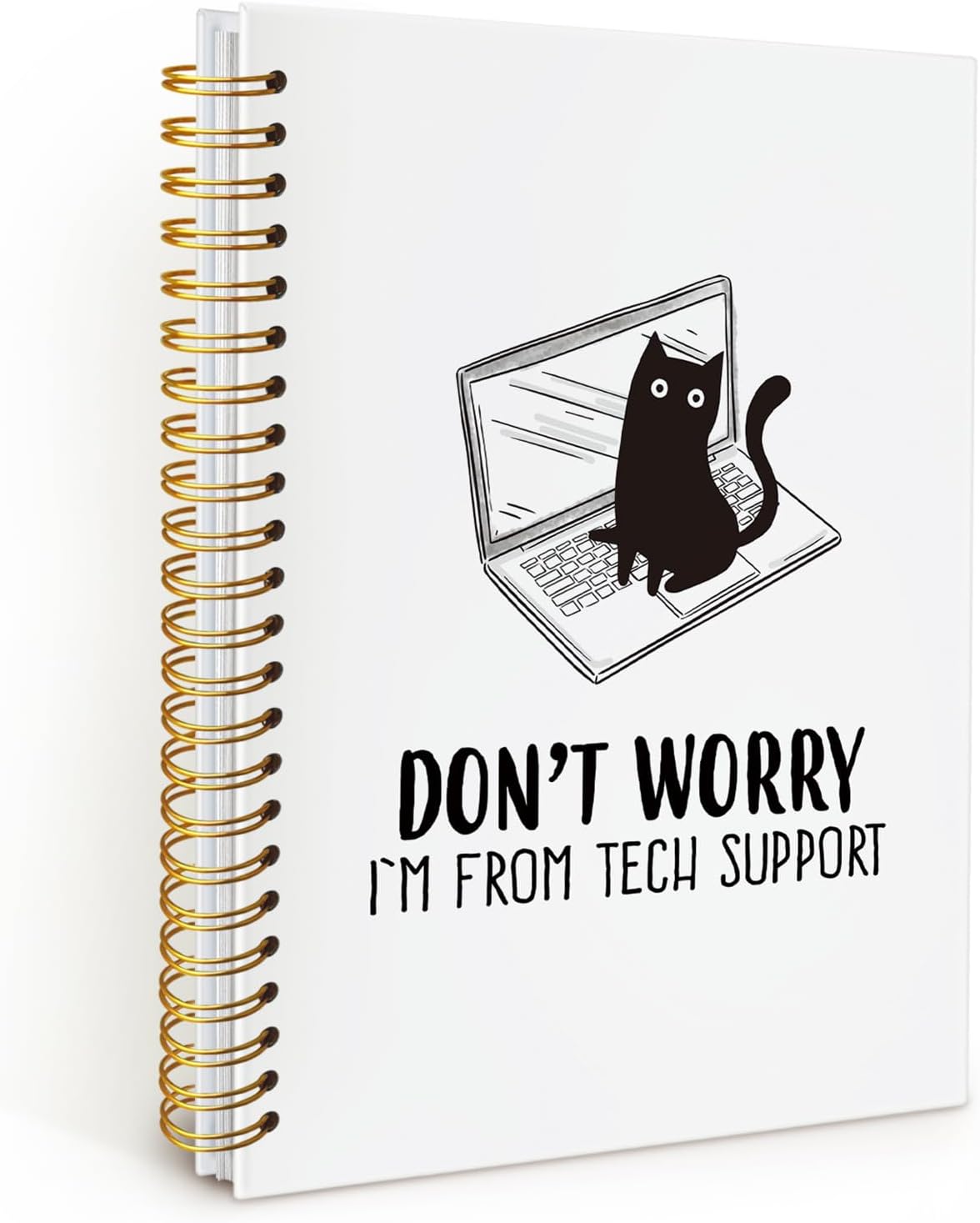 Funny Office Notebooks, Funny Cat Notebook Journal, Cat Office Supplies Notebooks for School, Gifts for Cat Lovers, Don't Worry I'm From Tech Support Hardcover Spiral Notebook 5.5x8.3