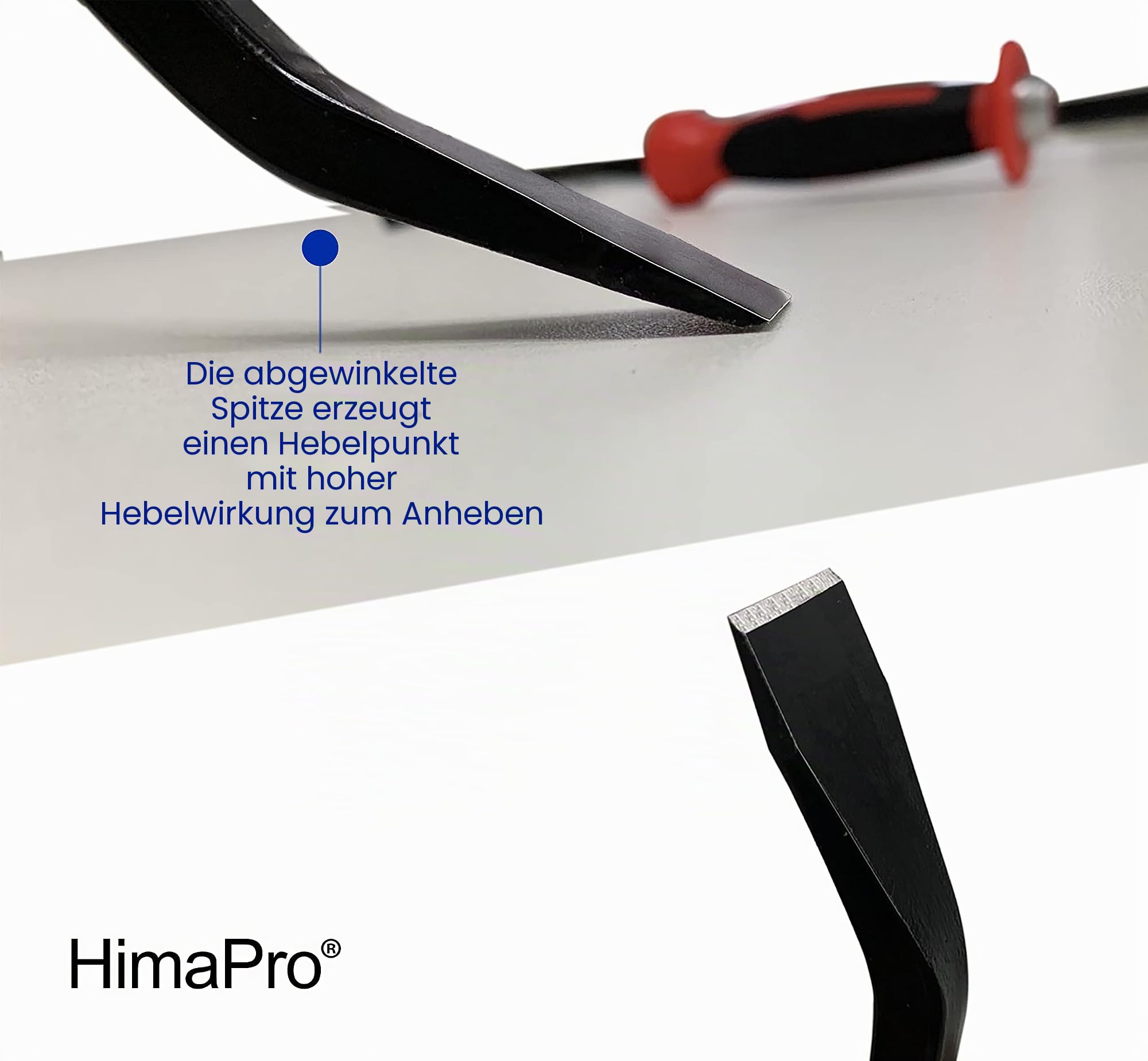 HimaPro Schwerlast-Werkzeughebel-Set mit abgewinkelter Spitze, 4-teiliges Brecheisen-Set mit Schlagkappen und Handschutz, Industriestahl – ideal zum Hebeln, Abkratzen, Anheben und Ziehen