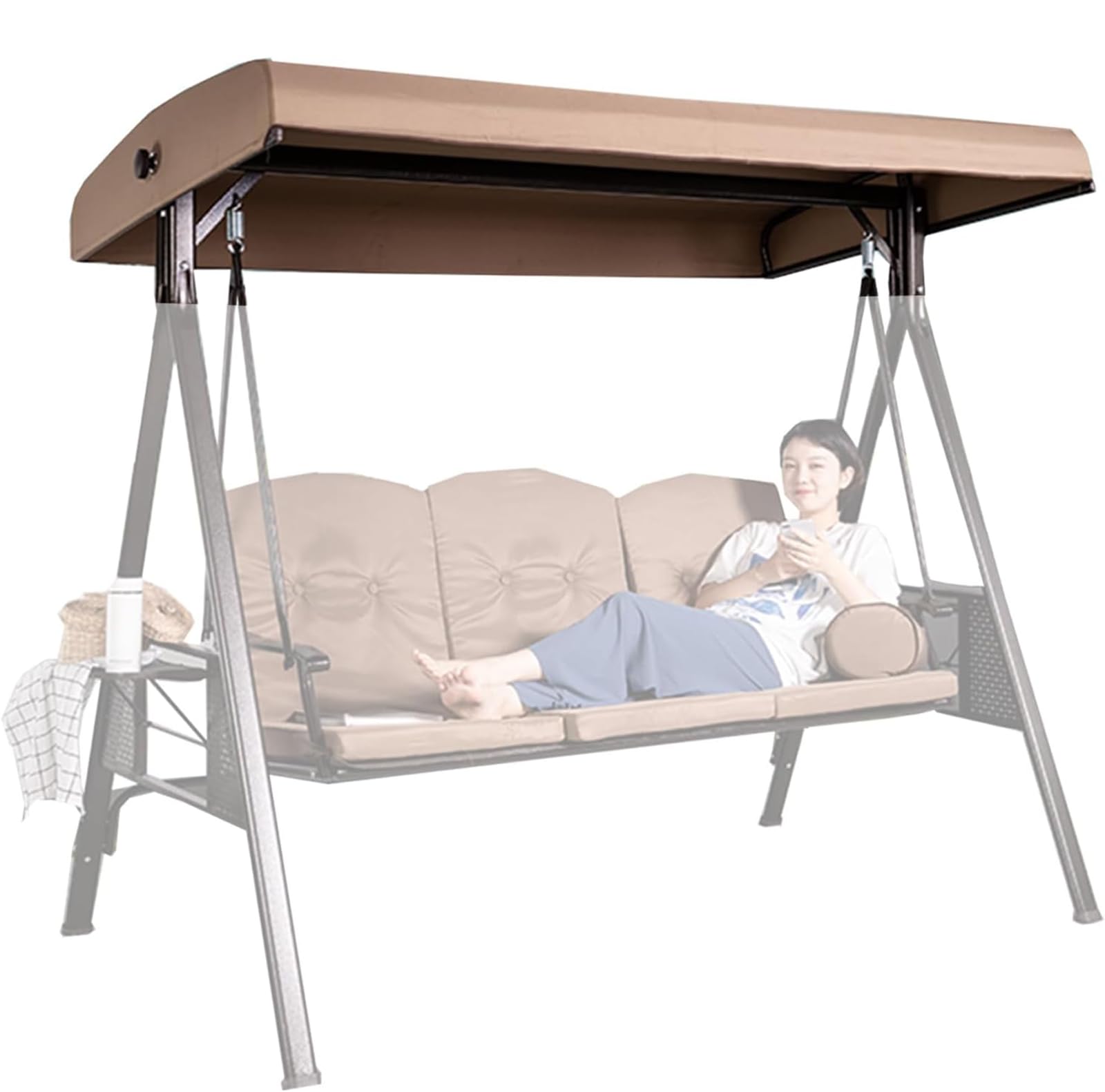 Swing Chair Canopy Replacement,3 Seater Garden Swings Seat Canopies Covers,Garden Swings Chair Cover Waterproof Windproof Anti-Uv,for Outdoor,Yard Swing Seat,01,158x118cm/62x46.4inch