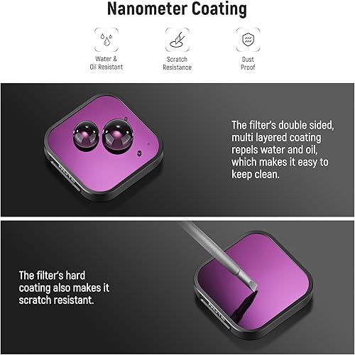 Miniatura 6 de NEEWER ND - Juego de filtros compatibles con GoPro Hero 12 Hero 11 Hero 10 9 negro, paquete de 4 (ND8 ND16 ND32 CPL) multicapa HD, delgada, densidad