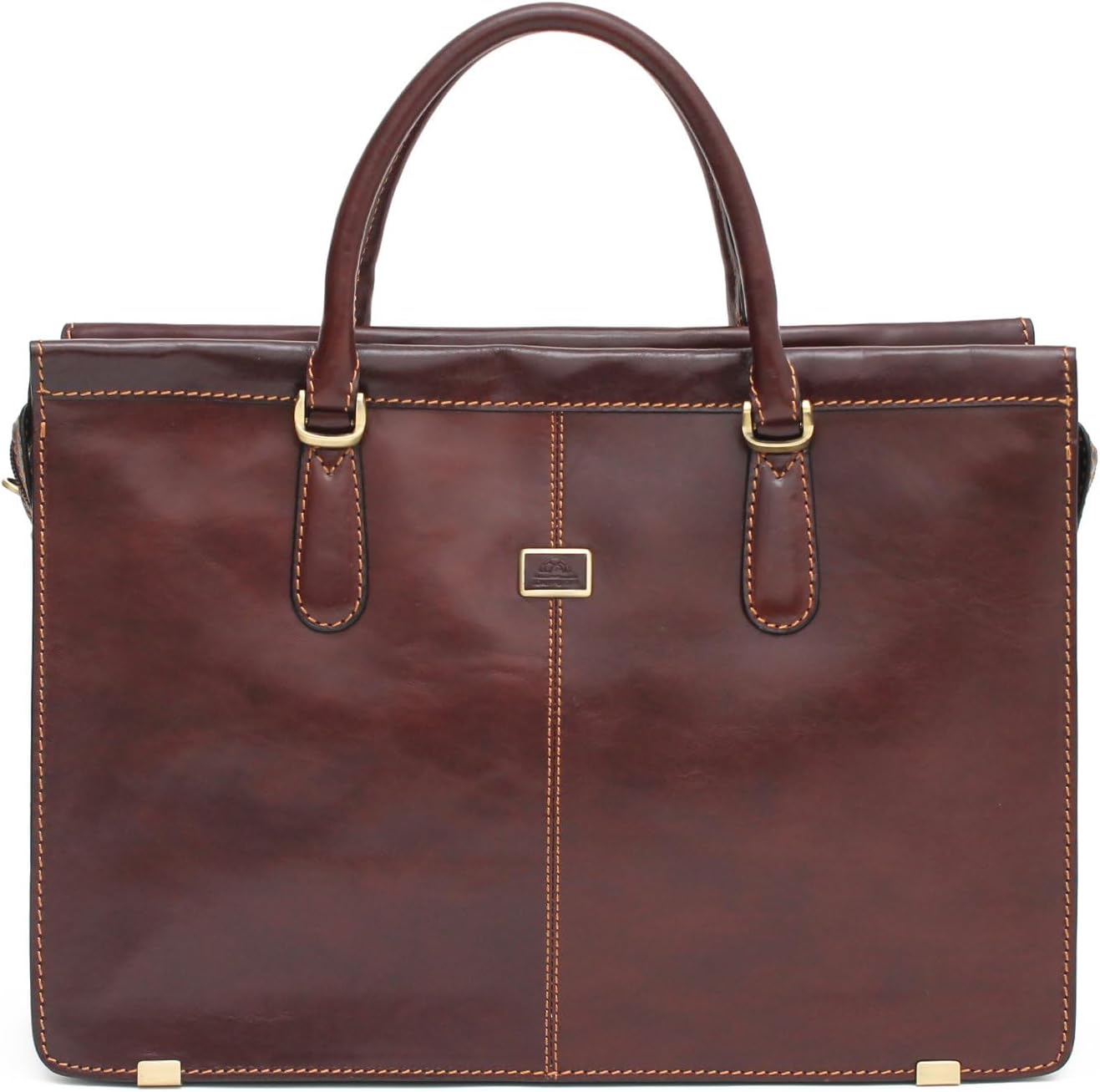 Tony Perotti Womens Italian Bull Leather Bella Fellini Double Compartment Leather Laptop Briefcase