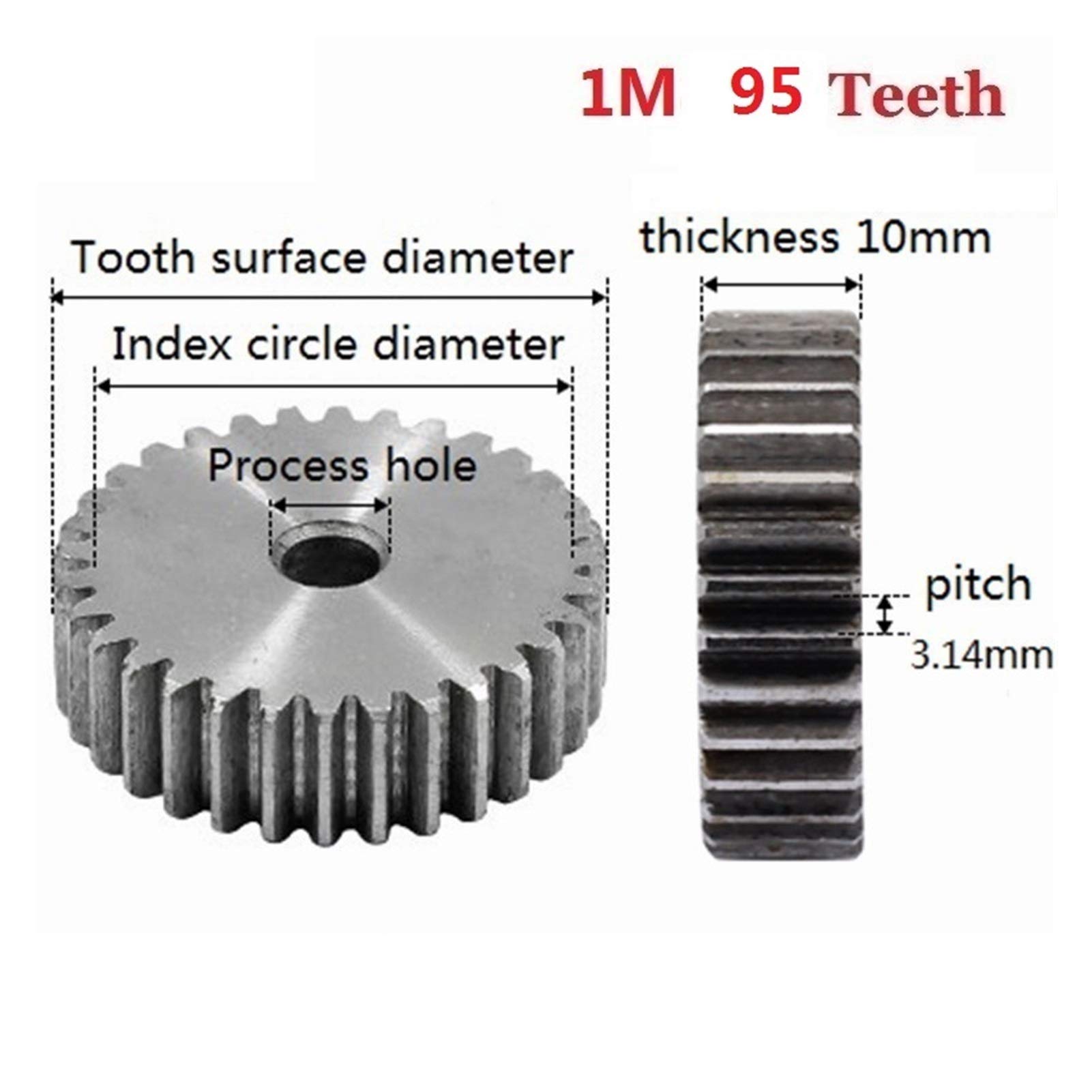 TMP1105 1M 95Teeth 45 Steel Pinion 90 Degree Alternating Axis 1 Module 95T for CNC Gears (Number of Teeth : 95 Teeth)