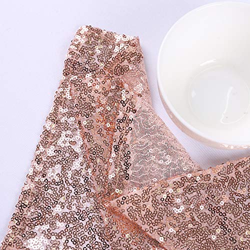 TRLYC 2pcs 2FTX8FT Rose Gold Sequins Backdrop Curtain - Thumbnail 6