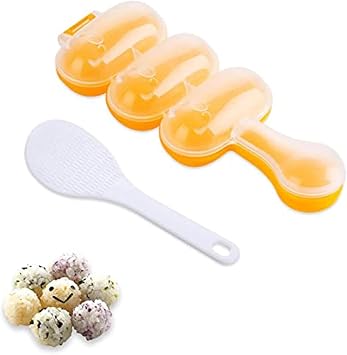 Rice Ball Mold with Mini Rice Scoop, DIY Sticky Rice Molds Large Ball Mold Kitchen Tool Rice Ball Maker Shake, Rice Roll Shaker Ball Maker for Kids