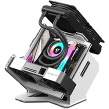 GEEEK Rhino S Mini-ITX Open-Air Frame Case Supports ATX/SFX/SFX-L PSU & 120360mm AIO Liquid Cooling White