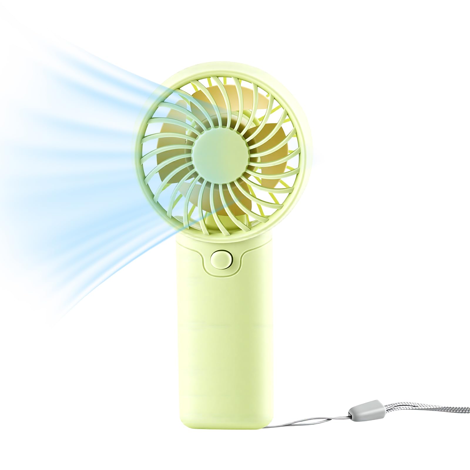 携帯扇風機 乾電池式 ハンディファン 小型 5インチ 静音 単4電池2本使用 卓上 アウトドア 防災用 (グリーン)