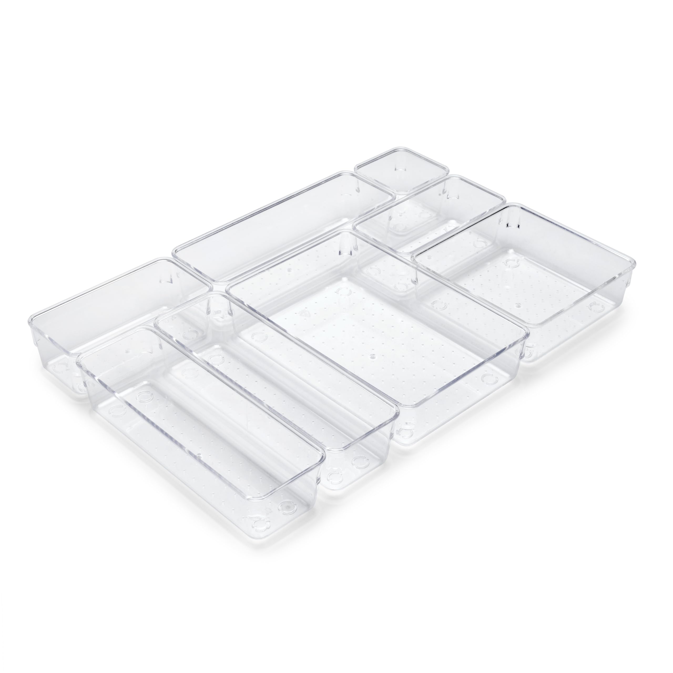 Emuca - Kit of 8 drawer organisers buckets Cube, Plastic, Transparent, 8 stücke