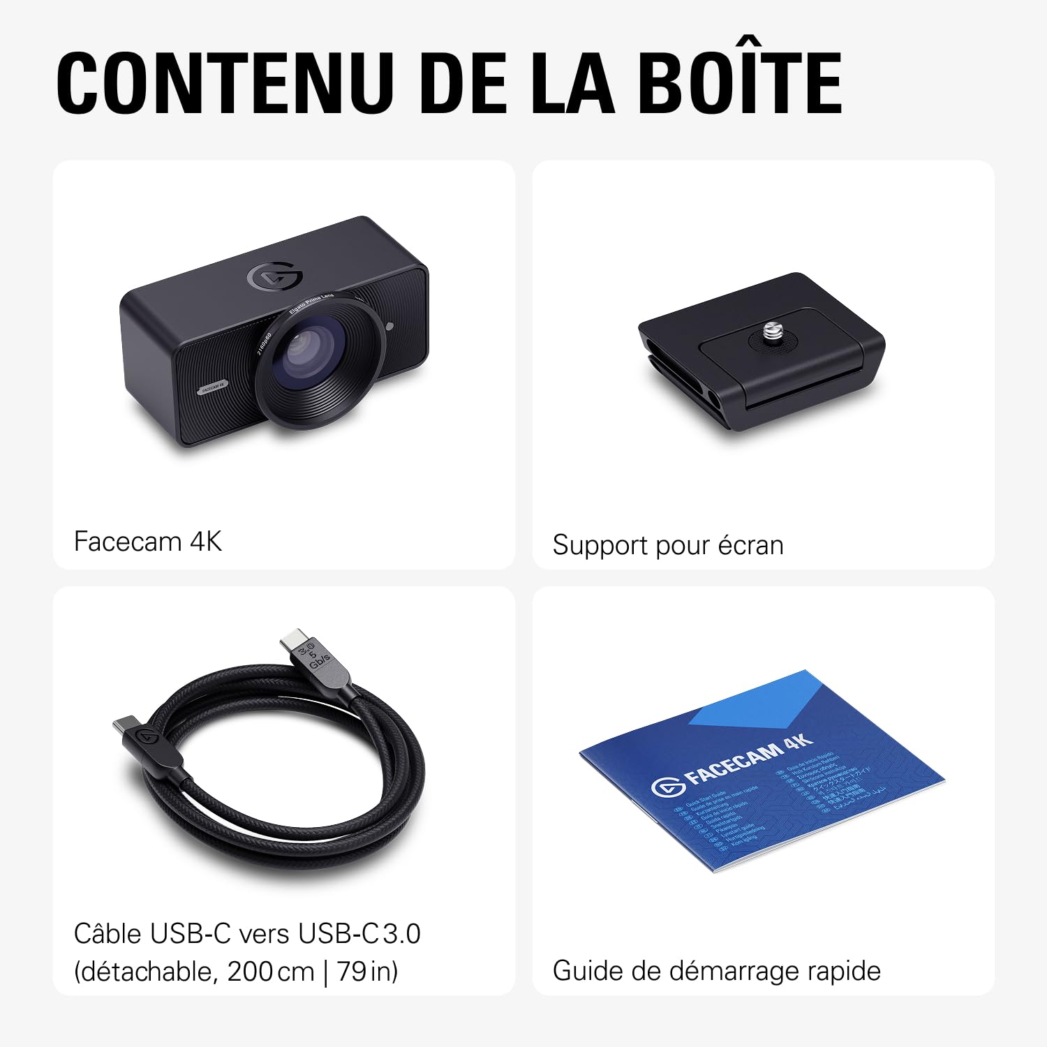 Elgato Facecam 4K – Webcam Studio 4K60, Contrôle de Type DSLR, Effets cinématographiques, Filtres d’Objectif 49 mm, HDR, Vidéo Non compressée, Zone de Mise au Point optimisée | USB-C pour PC et Mac
